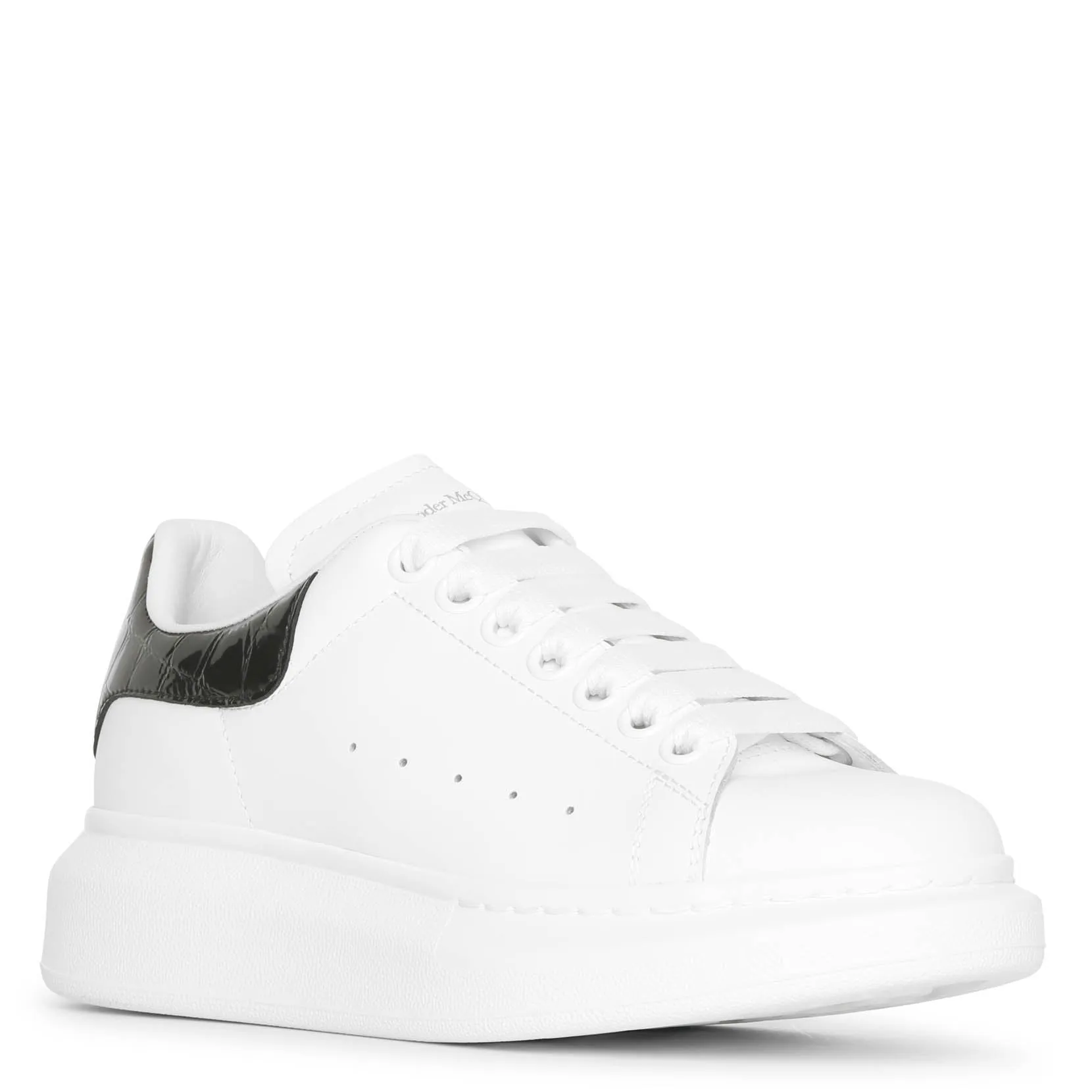 White and black croc classic sneakers