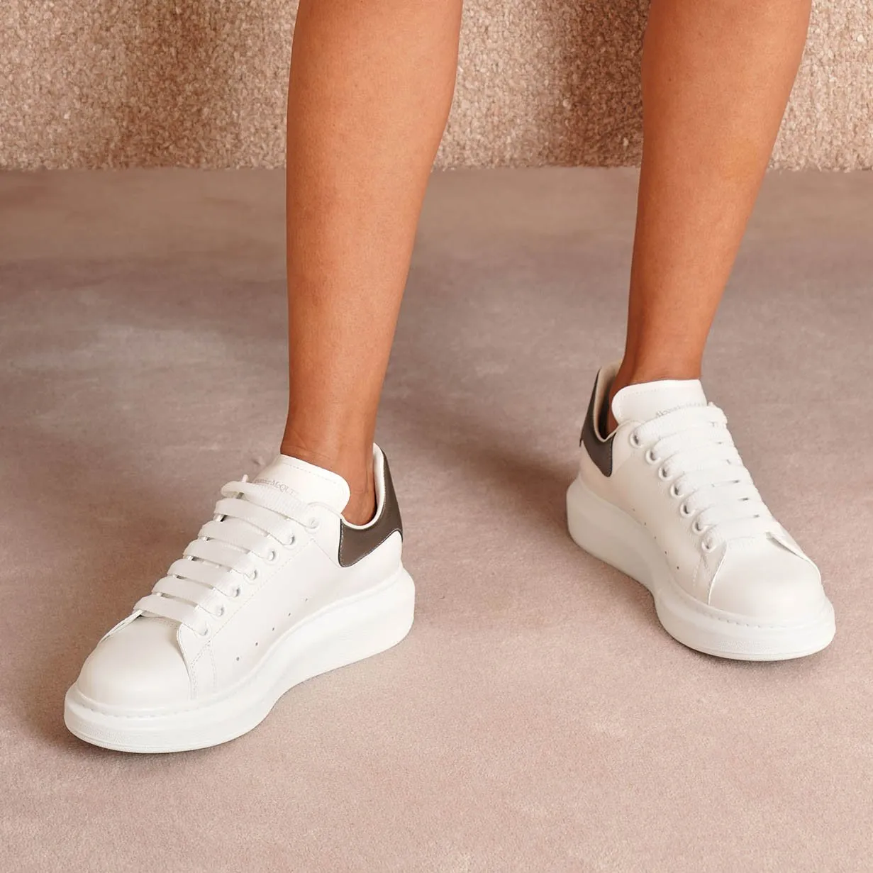 White and black pearl classic sneakers