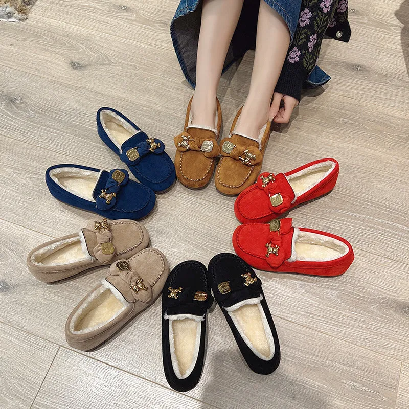 Wholesale New Solid Color Casual Versatile Plus Velvet Comfortable Cotton Shoes