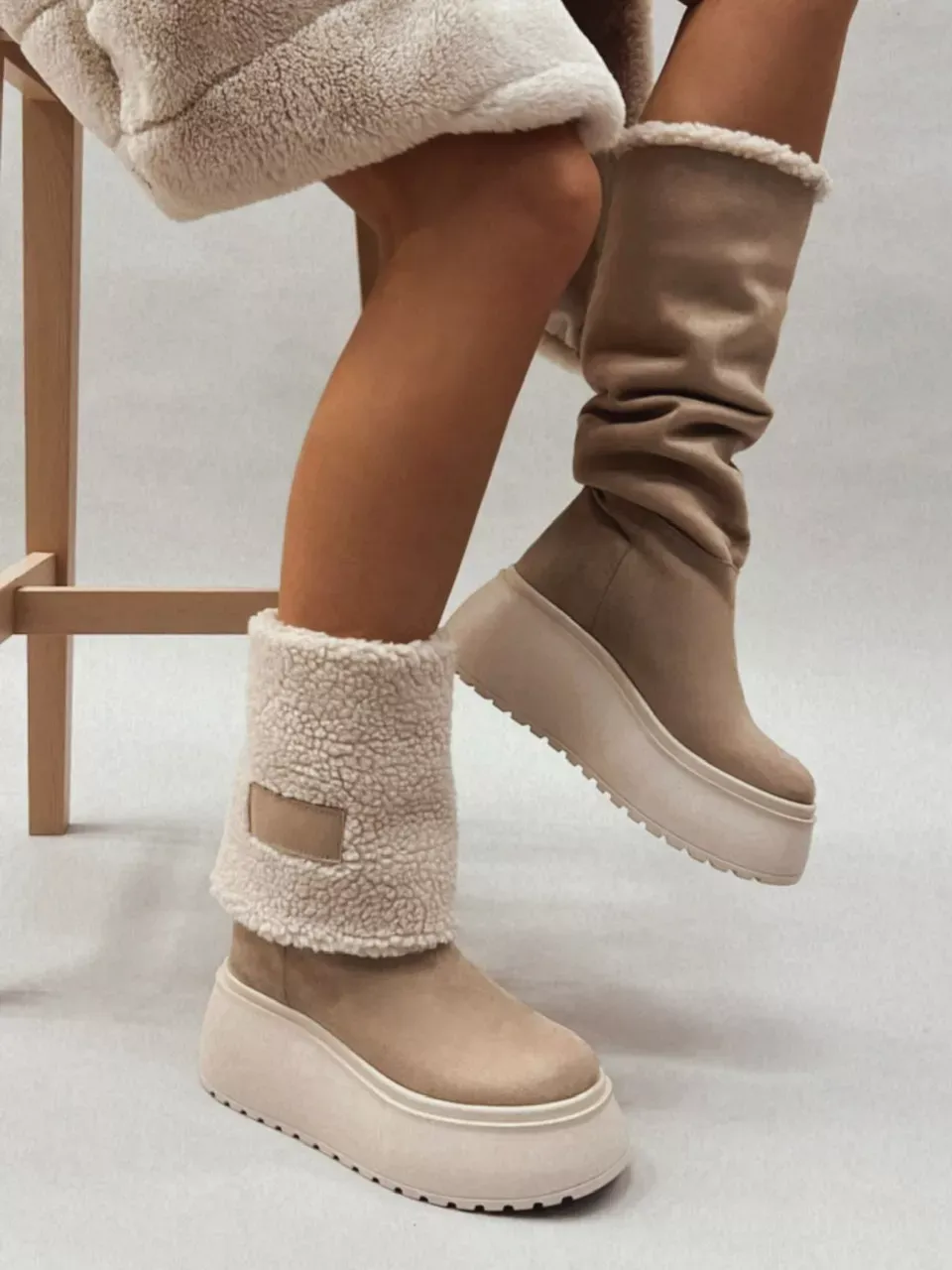 (Winter BIG SALE💥)Comfortable and versatile mid-calf fur boots