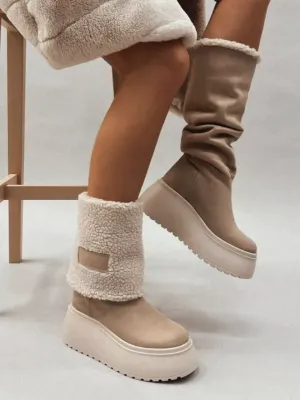 (Winter BIG SALE💥)Comfortable and versatile mid-calf fur boots