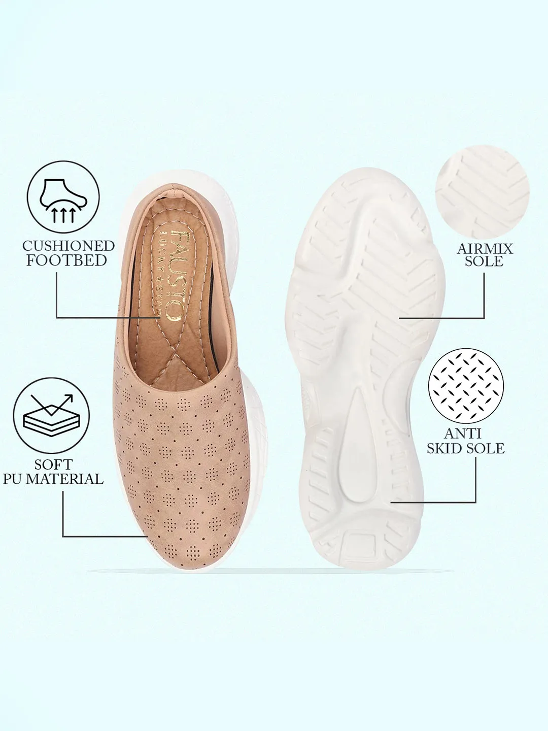 Women Chikku Back Open Classic Design Slip On Mules Shoes