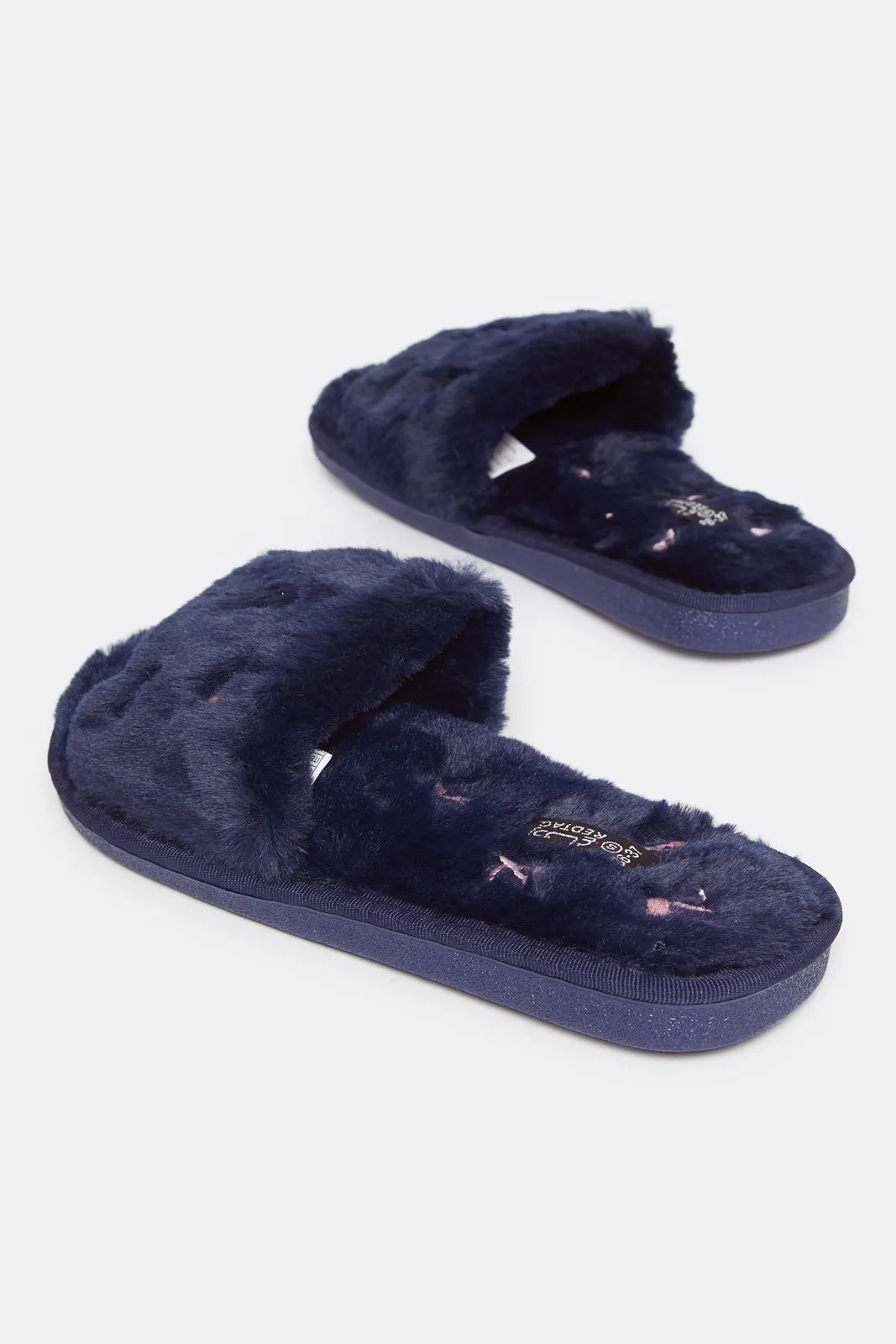 Women Navy Slipper With Embroidery